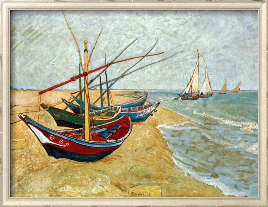 Fishing Boats on the Beach at Saints-Maries - Van Gogh Painting On Canvas